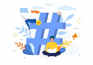 big hashtag symbol with people chatting laptop 81522 3865 2
