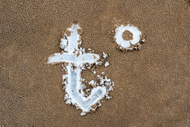 temperature t symbol drawn sand there is snow sand spring came change temperature from cold warm 231786 735 1