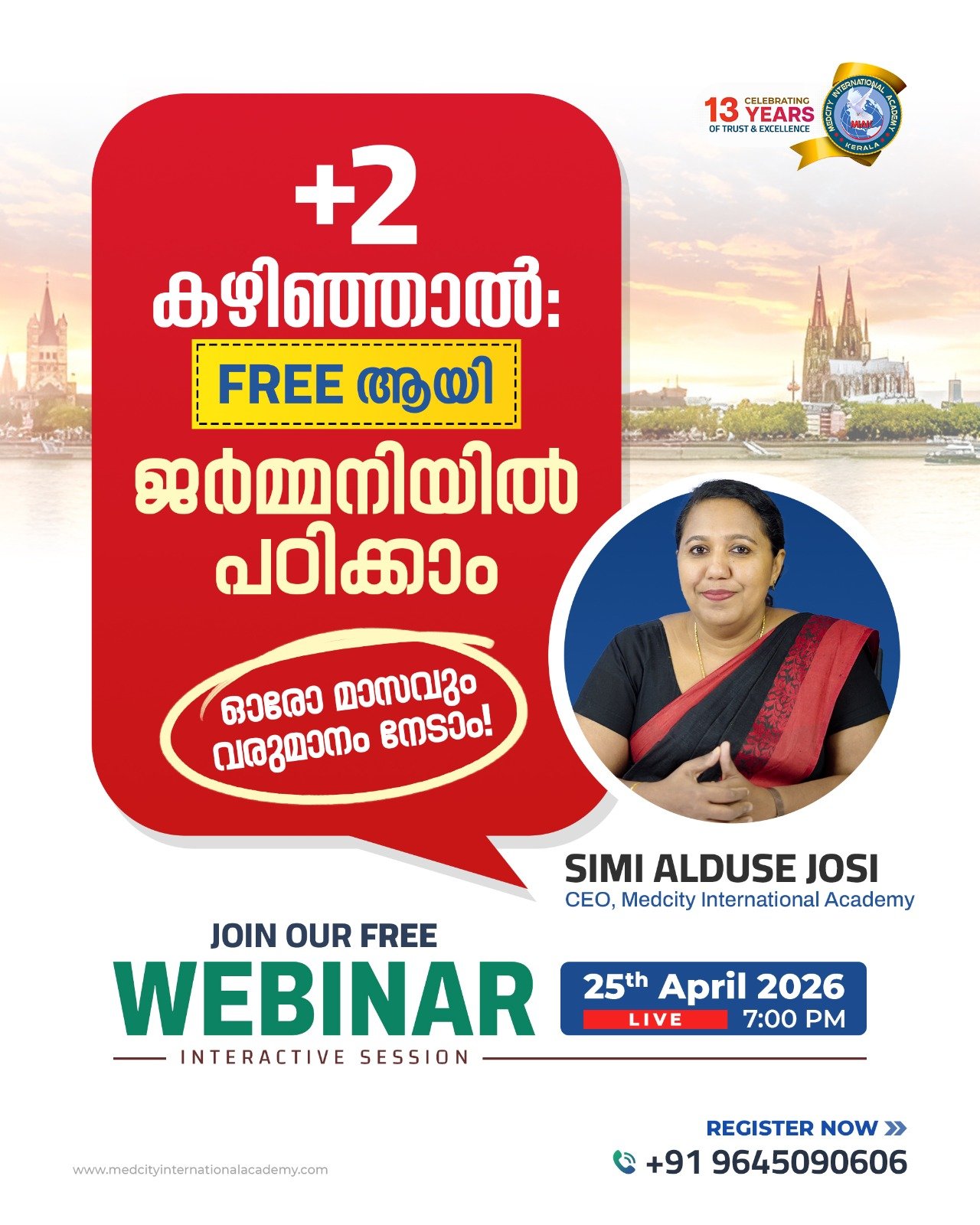 German Free Webinar by Medcity International Academy for Plus Two Students