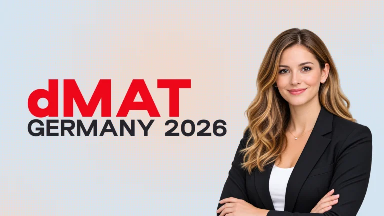 dMAT Germany 2026 graphic introducing the Digital Master Test for Indian graduates applying for eligible Master's programmes in Germany.