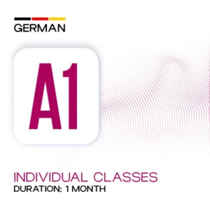 German A1 individual language course banner highlighting a 1-month beginner German language training program by Medcity International Academy for students and professionals.