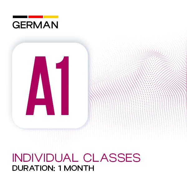 German A1 – Individual Classes 1 German A1 individual language course banner highlighting a 1-month beginner German language training program by Medcity International Academy for students and professionals.