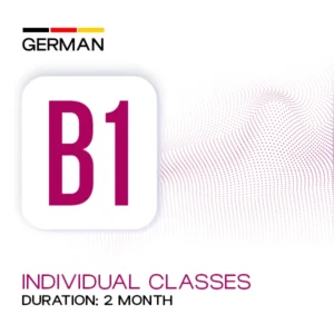 German B1 Individual Classes banner showcasing a 2-month personalized German language course at Medcity International Academy for learners preparing for Goethe B1 certification, Ausbildung, higher education, employment, and migration to Germany.